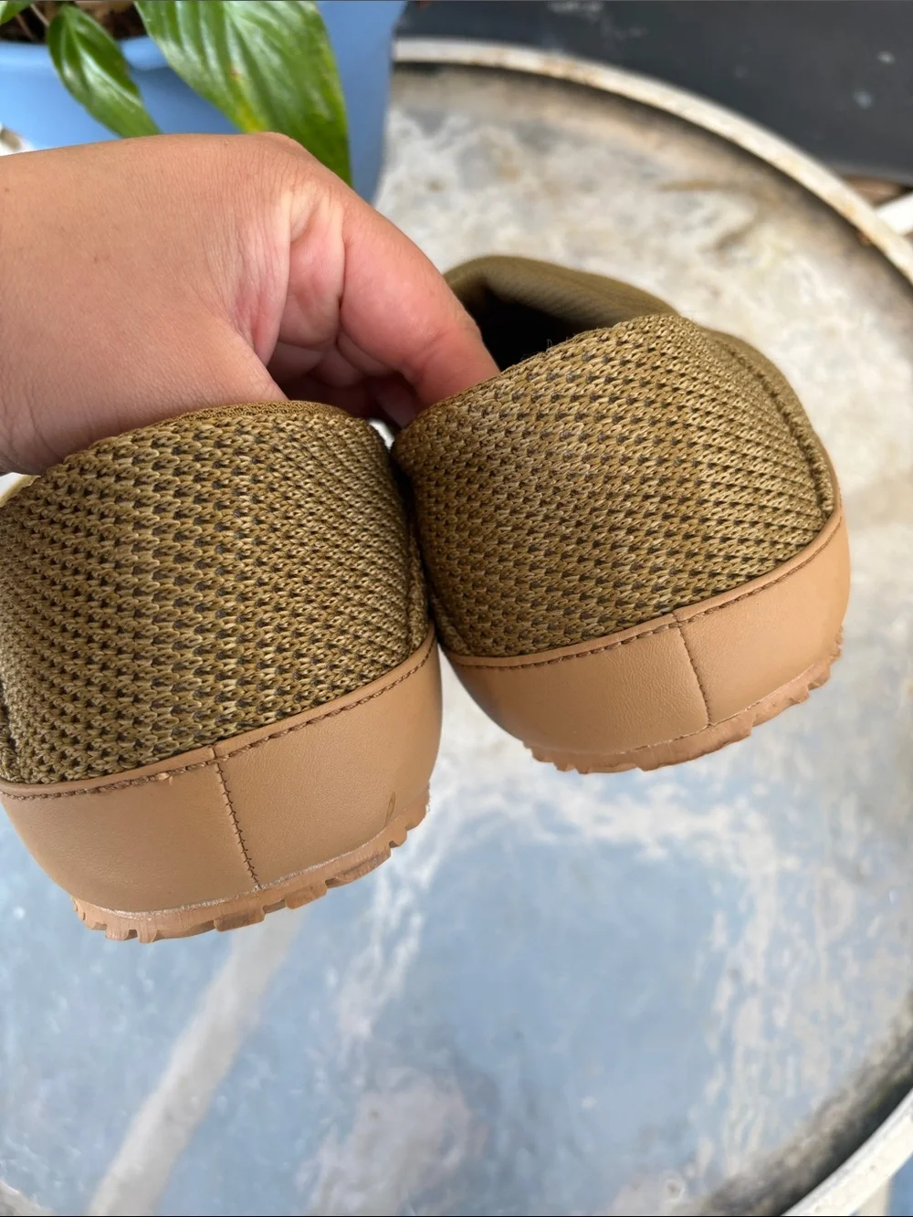 Teva Men's Olive Slip-On Mesh Loafers with Tan Sole